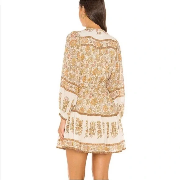 Spell Juniper Playdress Floral Boho Long Sleeve Dress Cream Size S
